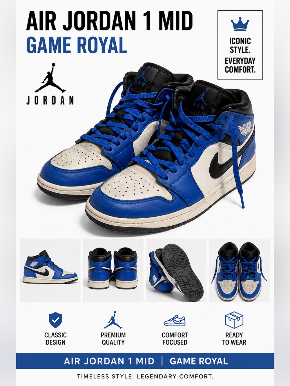 Air Jordan 1 Mid GS “Game Royal”